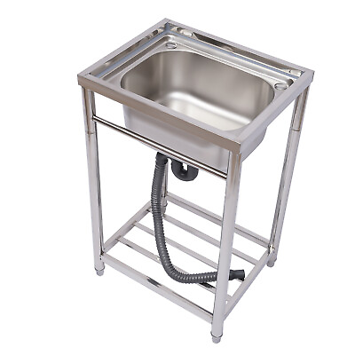 #ad Freestanding Commercial Utility Sink Stainless Steel Kitchen Sink 1 Compartment $95.00