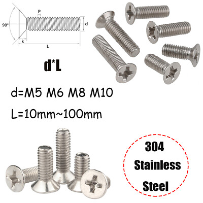 #ad M5 M10 Phillips Countersunk Machine Screw A2 Steel For Laptop Electronic Glasses AU $17.19