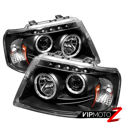 #ad 03 06 Ford EXPEDITION Halo Angel Eyes LED Projector Black Headlight Signal Lamp $158.64