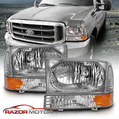 For 1999 2004 Ford SuperDuty F250 350 450 550 00 04 Excursion Chrome Headlight $70.58
