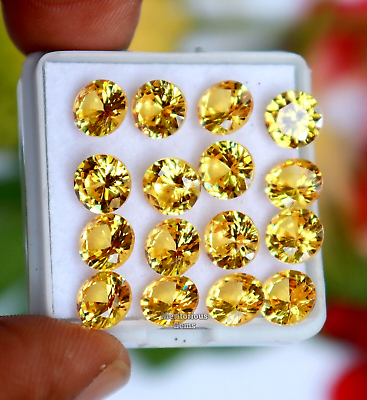 #ad 20 Pcs Yellow Stone Round Cut Loose Gemstones 6x6 mm Certified $13.88