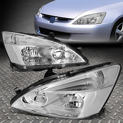 #ad #ad FOR 03 07 HONDA ACCORD CHROME HOUSING CLEAR CORNER HEADLIGHT REPLACEMENT LAMPS $75.38