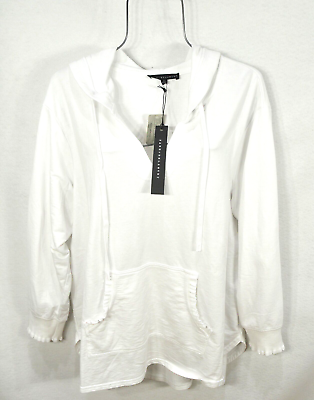 #ad Jane amp; Delancey Womens Ruffle Hoodie 1X White Long Sleeve Top Blouse NWT $34.99