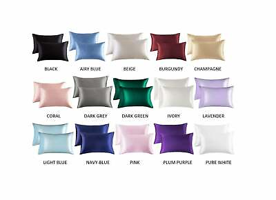 #ad All Sizes All colors Satin Pillowcase 2 Pack for Hair Skin Silk Pillow Case $8.99