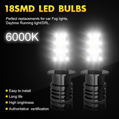 #ad 2Pcs H3 LED Fog Light Bulb Conversion Kit Super Bright White DRL Lamp 6000K 200W $11.99