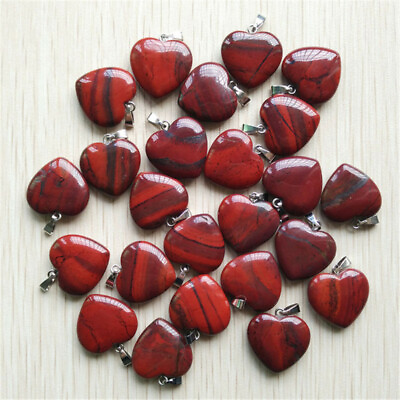 #ad Natural Red Stone Heart shaped Pendant Pendant Bead Wholesale 50pcs lot 20mm $21.84