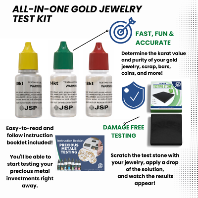 #ad JSP Gold Testing Acid 10K 14K 18K Kit Scratch Tester Stone Jewelry Test Detect $15.99