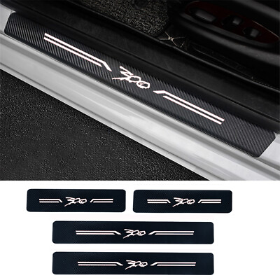 #ad 4Pcs Carbon Fiber Leather Car Door Sill Stickers for Chrysler 300 C 300S $14.99
