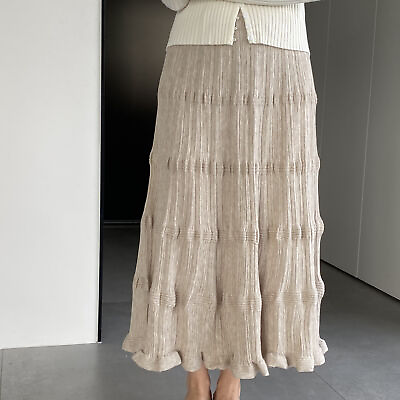 #ad Womens Fashion A Line Ruffles Knitted Autumn Winter Warm Dress Korean Long Skirt $38.43