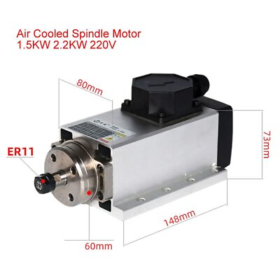 #ad CNC Air Cooled Square Spindle Motor 1.5KW 2.2KW ER11 ER20 Chuck Motors $192.19