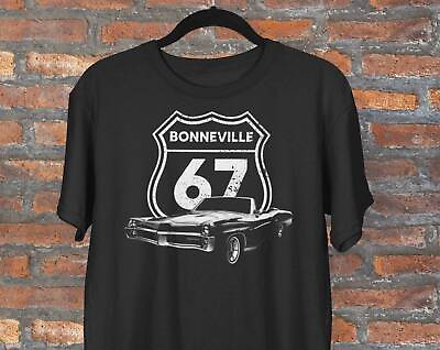 #ad 1967 Bonneville Front Three Quarter View With Highway Sign T Shirt $22.99
