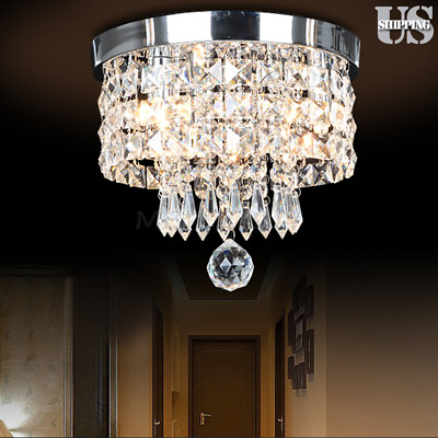 #ad Modern LED Crystal Ceiling Light Flush Mount Chandelier Pendant Lamp Living Room $33.89