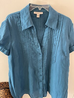 #ad Clearwater Creek Woman’s Button Up Aqua Color Size 1X $5.00