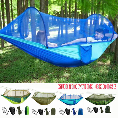 #ad 660lbs Double Person Camping Hammock Tent with Mosquito Net Hanging Bed Portable $19.99