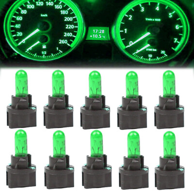 #ad 10pcs Green T5 SMD 1.2W Car LED Dashboard Instrument Interior Light Lamp Bulbs $11.54