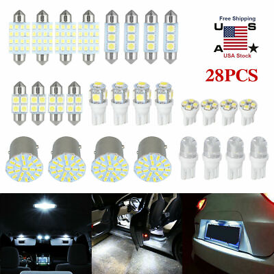 28pcs LED Interior Lights Bulbs Kit Car Trunk Dome License Plate Lamps 6000K Set $8.99