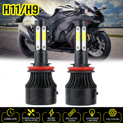#ad 2x H9 H11 LED Headlight Bulbs Motorcycle for Kawasaki Ninja ZX 10R ZX 14R ZX 6R $19.79