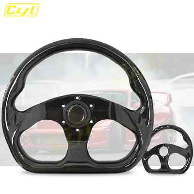 #ad 13 inch D Shape Carbon Fiber Steering Wheel Racing Sports Carbon Steering Wheels $129.74