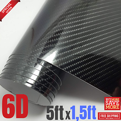 #ad 6D Carbon Fiber Vinyl Self Adhesive Film Black Carbon Fiber Vinyl SUV Car Truck $23.49
