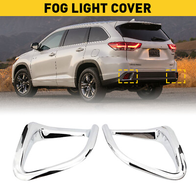 #ad Chrome Rear Bumper Reflector Fog Lamp Cover Trim For Toyota Highlander 2014 2019 $14.39