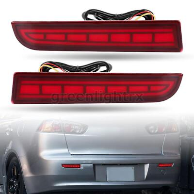 #ad Rear Bumper Reflector Red Brake LED Light Turn Signal For Mitsubishi Lancer Evo $28.99
