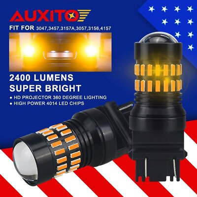 #ad AUXITO 2X 3157 Turn Signal Light 3457K Amber Yellow LED Bulbs Lamp 48A for Ford $13.99