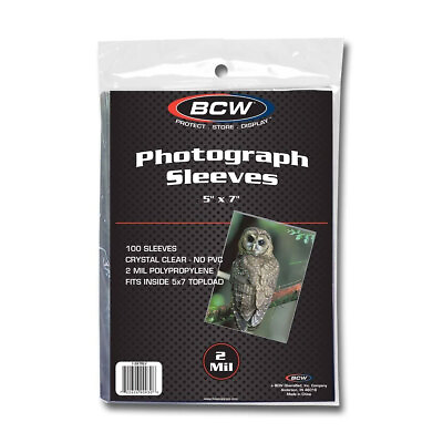 #ad 100 BCW 5x7 Photo Sleeves Postcard Sleeves Clear Soft Acid Free 5 x 7 Inch New $6.91
