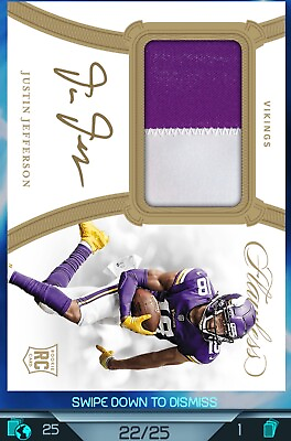 #ad Justin Jefferson 2020 Flawless RPA Rookie Patch Auto #22 25 NFL Blitz Card $19.99