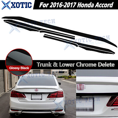 #ad #ad Fit 2016 2017 Accord Sedan Trunk Overlay Chrome Delete Blackout KK Gloss Black $27.95