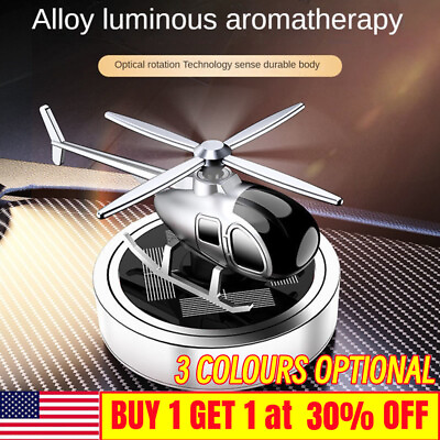 #ad Helicopter Solar Car Air Freshener Rotation Aromatherapy Car Perfume Diffuser $3.75