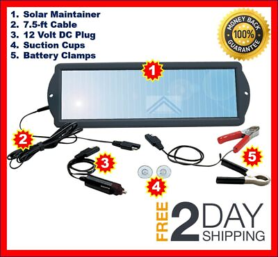 #ad #ad SOLAR POWERED CAR AUTO BOAT MOTORCYCLE 12V BATTERY TRICKLE CHARGER MAINTAINER $26.95