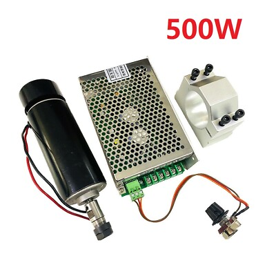 #ad 500W CNC Spindle Kit Air Cooled Milling Motor 52mm Clamps Speed Governor $116.71