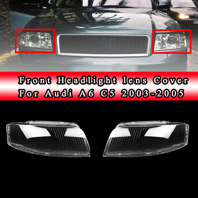 #ad For Audi A6 C5 2003 2004 2005 Pair Left Right Clear Front Headlight Cover Lens $61.90