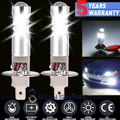 #ad 2x H1 LED Headlight High Low Beam Bulb Kit 6000K White 100W 85000LM Fog Light $12.89