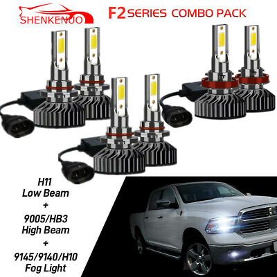 #ad 6 LED Bulbs H11 9005 9145 HeadlightFog Light Combo fit Dodge Ram 1500 2500 3500 $59.99