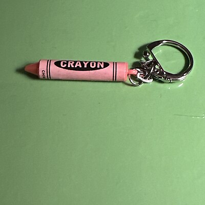 #ad Vintage Pink Crayon Keychain Key Ring Chain $3.99