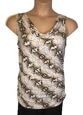 #ad White House Black Market sleeveless top brown snakeskin knit cowl neck size M $12.99