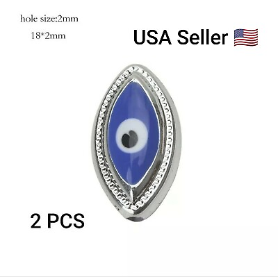 #ad EVIL EYE 2pcs 18mm*2mm new fashion evil eye blue charm jewelry pendant heart New $2.79