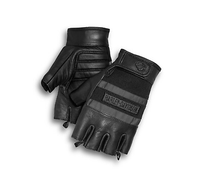 Harley Davidson Men#x27;s Centerline Fingerless Gloves Black 98250 13VM $34.95