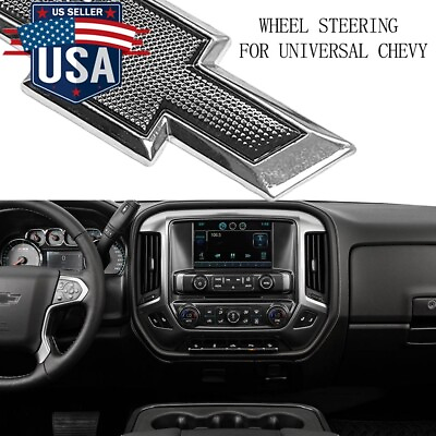 #ad Bowtie Steering Wheel 3D Metal Emblem For Chevrolet Universal Badge Chrome Black $22.85
