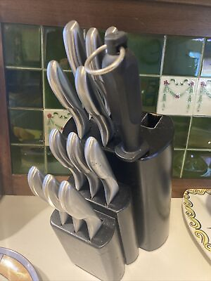 #ad Chef Style One Piece Stainless Steel High Carbon Knife Set With Block 13 Pcs $71.20