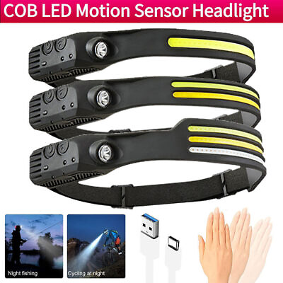 #ad COB LED Headlamp USB Charging Headlight Torch Work Light Bar Head Band Lamp Lots $13.00