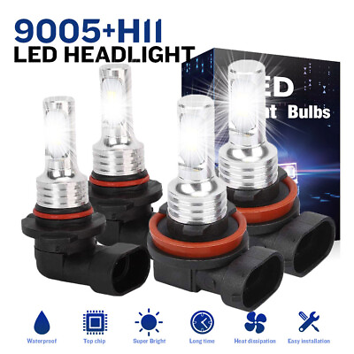 #ad 4X Combo LED Headlight High Low Beam Bulbs Kit For Toyota Camry 2007 2016 White $25.99
