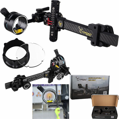 #ad Compound Bow Sight 1Pin 0.019quot; Archery 4X 6X 8X Lens Carbon Rod Micro Adjustable $140.99