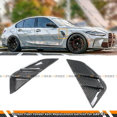 CARBON FIBER REPLACEMENT FRONT FENDER SIDE VENT COVER TRIM FOR 21 23 BMW G80 M3 $259.99