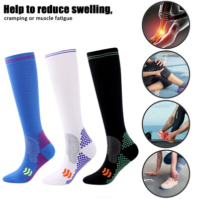 #ad 3Pair Pressure Socks 20 30 Mmhg Compression Socks Knee High Support Hose For Men $19.99
