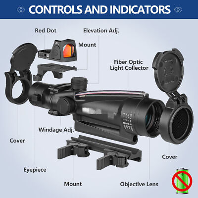 #ad Tactical ACOG 3.5x35 Scope Red Fiber Optics Sight With RMR Red Dot And QD Mount $175.00