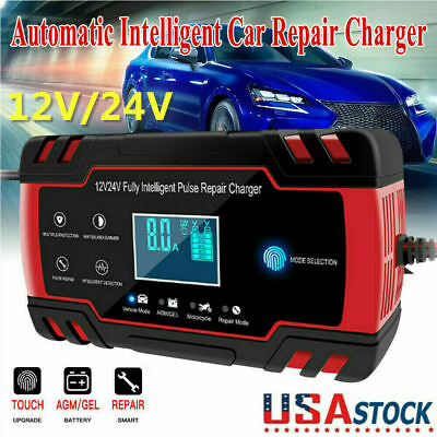 Intelligent Automatic Car Battery Charger 12 24V 8A Pulse Repair Starter AGM GEL $25.85