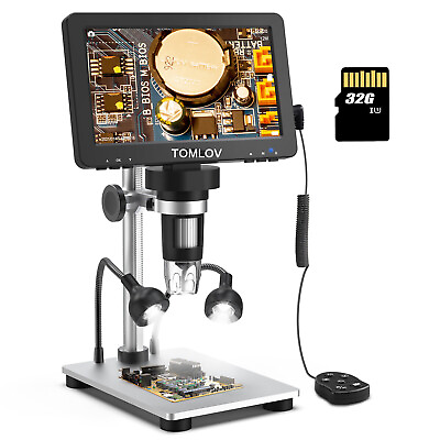 #ad TOMLOV Digital Magnifier 1200X 7#x27;#x27; Coin Microscope camera Soldering Microscope $75.99