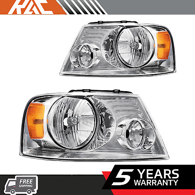 #ad #ad Pair Headlights Headlamps Assembly For Ford F 150 F150 2004 2008 Chrome Housing $59.99